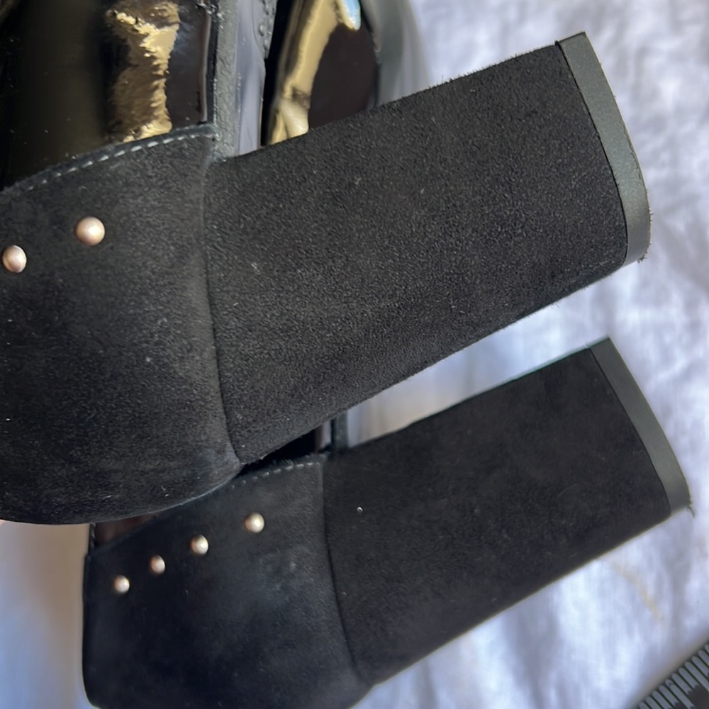 Fades by Lodi block 3” heel shoes classic laced black leather sz.39 glossy Spain - Picture 12 of 17